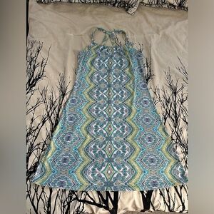 Prana Quinn dress, fit and flare, built-in bra, racer back, measures medium, EUC